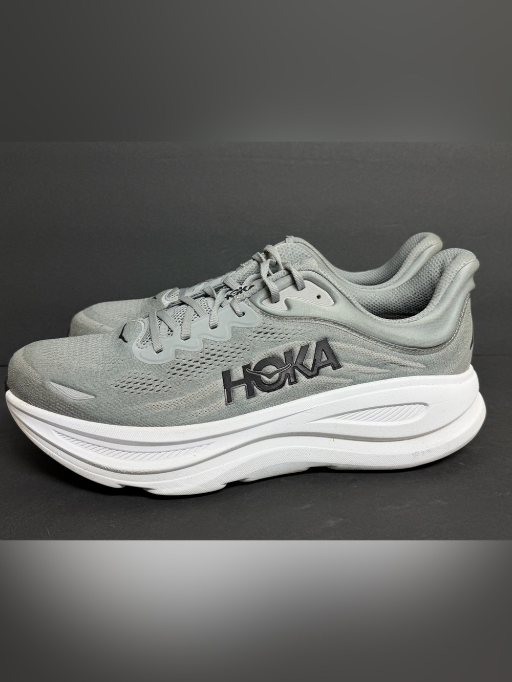 Hoka Bondi 9 Galactic Grey/Stellar Grey Men’s Size 15D Running Shoes BARELY WORN